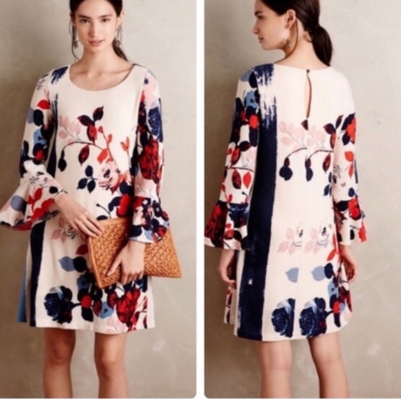 Anthropologie Maeve Anthousai Floral Bell Swing Dress - Picture 1 of 8